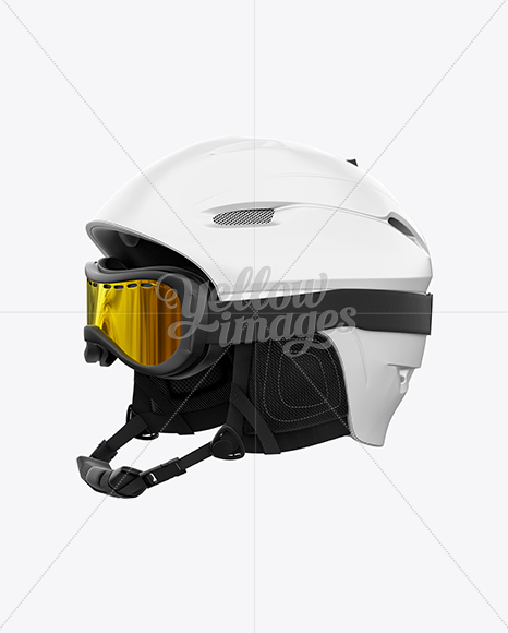 Ski Helmet With Goggles Mockup - Left Halfside View