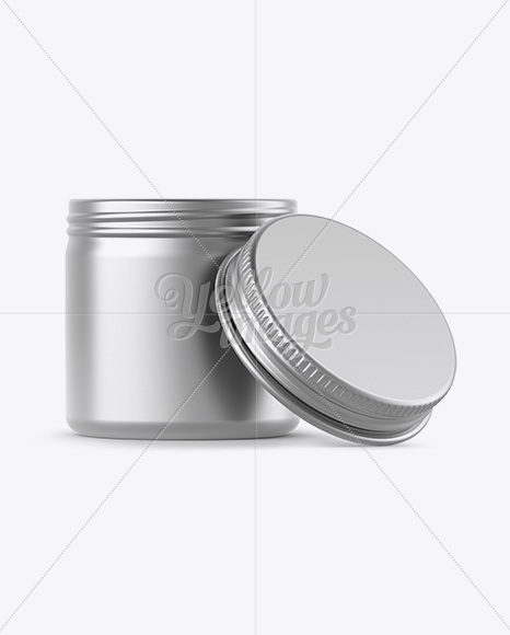 50ml Open Matte Metal Round Tin Box Mockup - Front View