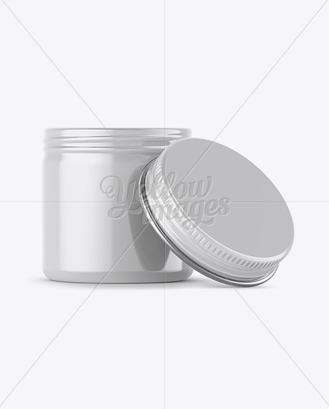 50ml Open Round Tin Box with Glossy Finish Mockup - Front View