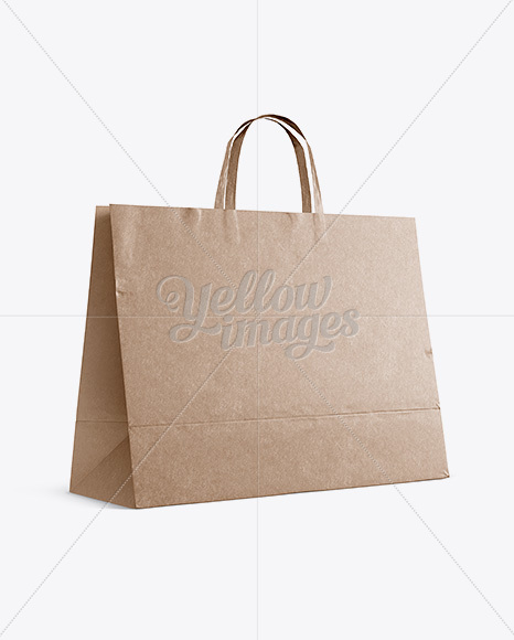 Kraft Paper Shopping Bag Mockup - Halfside View (Eye-Level Shot)