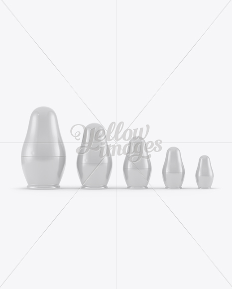 Five Russian Wooden Dolls Mockup - Free Download Images High Quality