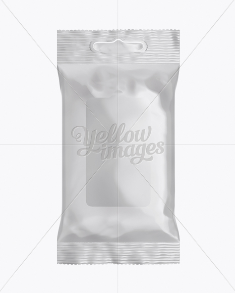 Glossy Wet Wipes Pack Mockup - Front View