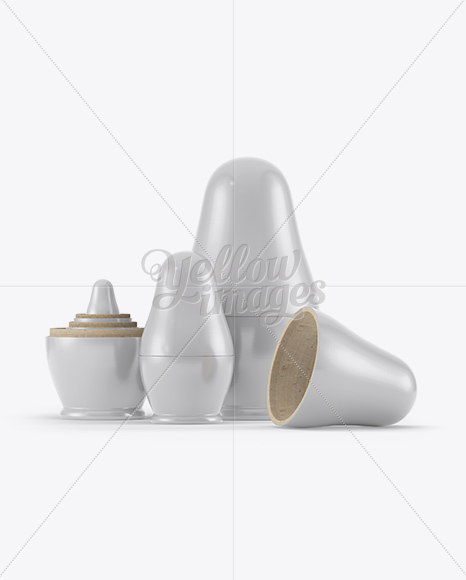 Five Russian Wooden Dolls Mockup