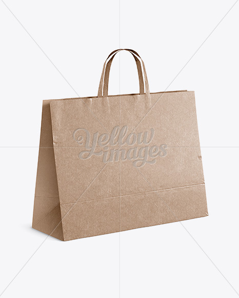 Kraft Paper Shopping Bag Mockup - Halfside View