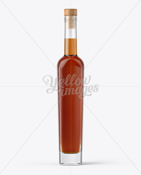 Clear Glass Bottle with Cognac Mockup