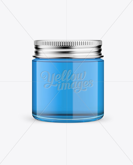 Clear Glass Cosmetic Jar Mockup - Front View