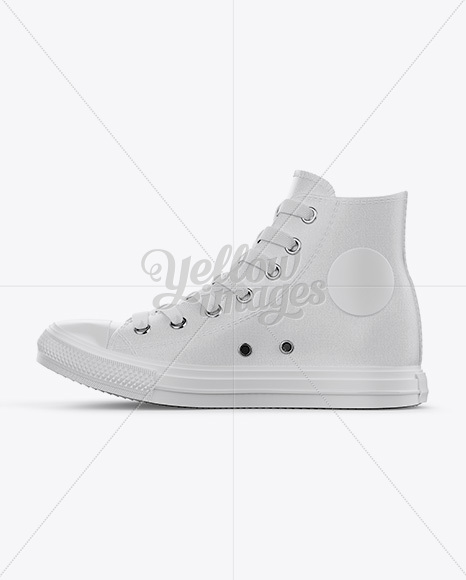 High-Top Canvas Sneaker Mockup - Side View