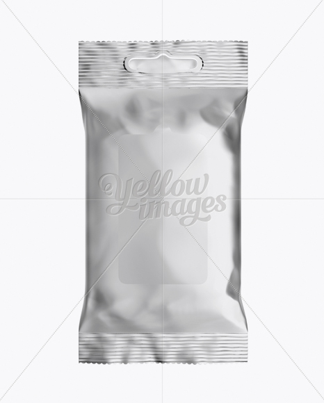 Matte Metallic Wet Wipes Pack Mockup - Front View