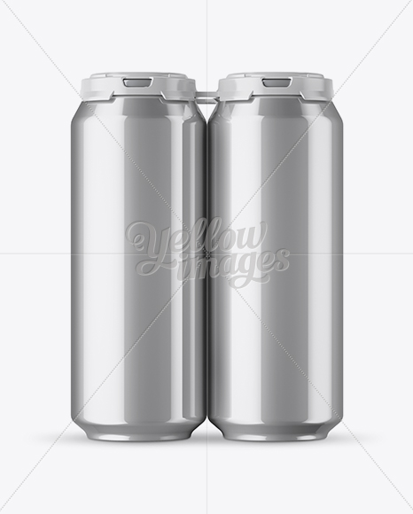 Pack with 4 Metallic Aluminium Cans with Plastic Holder - Front View