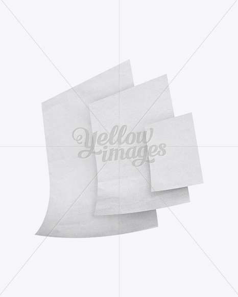 3 Kraft Paper Pieces Mockup - Half Side View