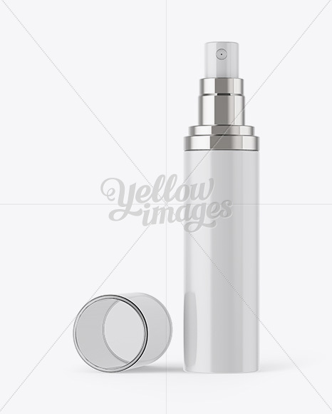 Open Glossy Spray Bottle W/ Transparent Cap Mockup