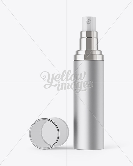 Open Matte Metallic Spray Bottle W/ Transparent Cap Mockup