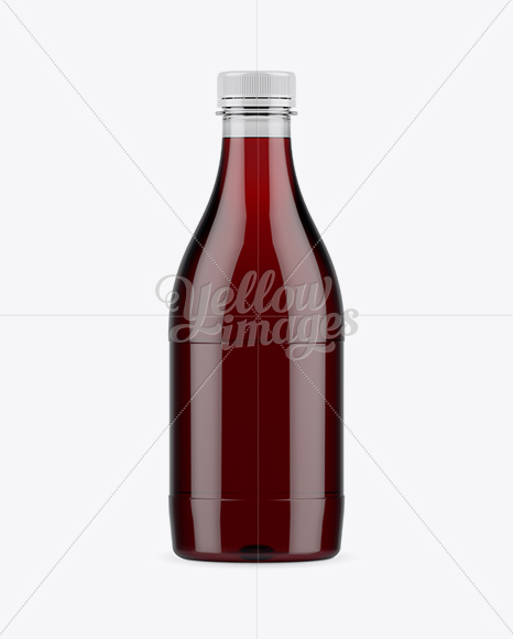 Plastic Bottle with Cherry Juice Mockup