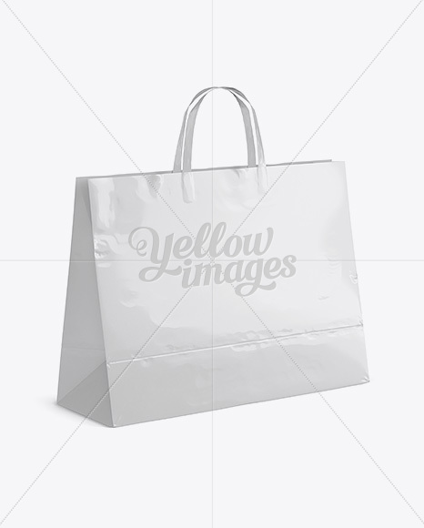 Glossy Paper Shopping Bag Mockup - Halfside View