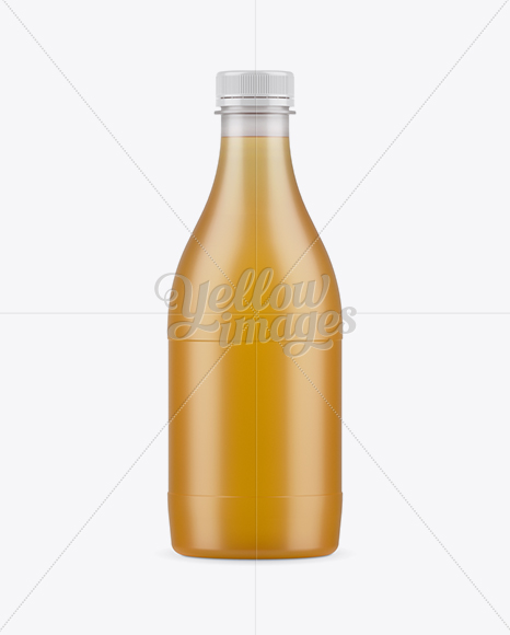 Frosted Plastic Apple Juice Bottle Mockup