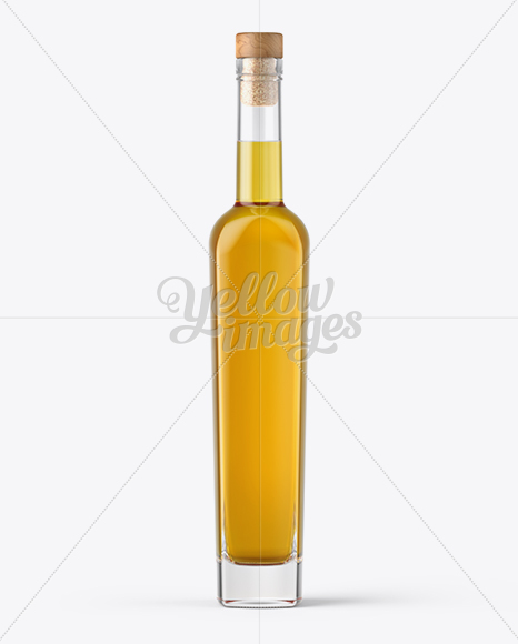 Clear Glass Bottle with Whiskey Mockup