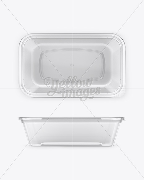 Plastic Clear Container Mockup - Front, Side and Top Views