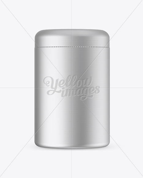 Tea Tin Can W/ Matte Metallic Shrink Sleeve Mockup