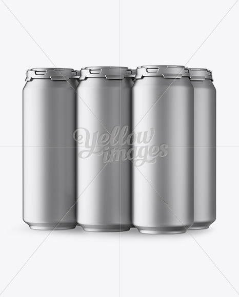 Pack with 6 Matte Metallic Aluminium Cans with Plastic Holder - Half Side View