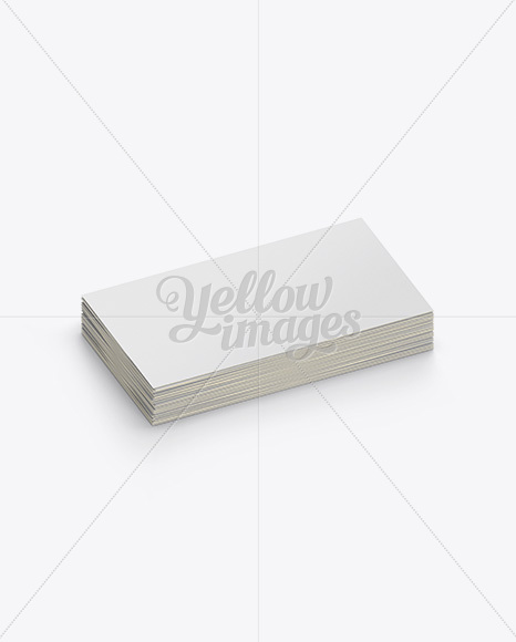 Glossy Business Cards Stack Mockup - Half Side View