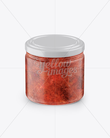 Glass Jar with Strawberry Jam Mockup - Front View (High Angle Shot)