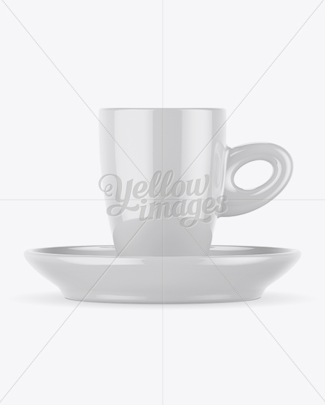 Glossy Cup and Saucer Mockup