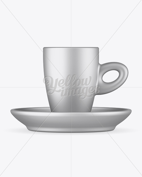 Matte Metallic Cup and Saucer Mockup