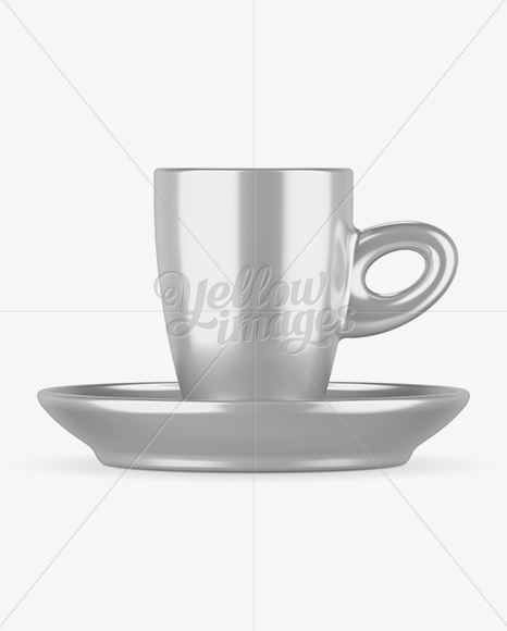 Metallic Cup and Saucer Mockup