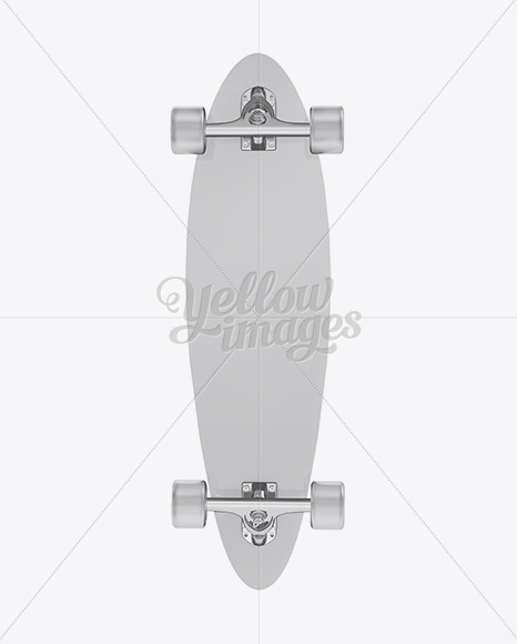 Longboard Mockup with Transparent Wheels - Back View