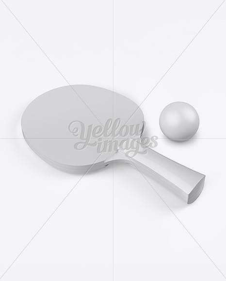 Glossy Ping Pong Paddle W/ Ball - Halfside View