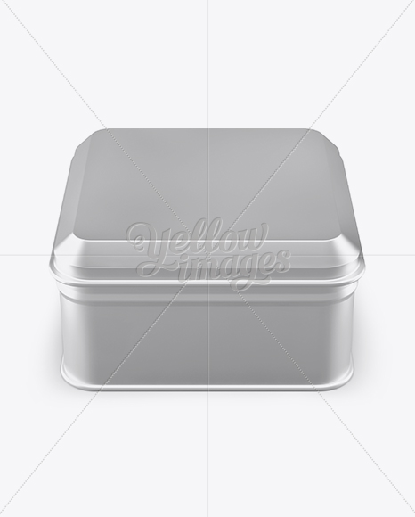 Metallic Square Lunch Box Mockup (High Angle Shot)