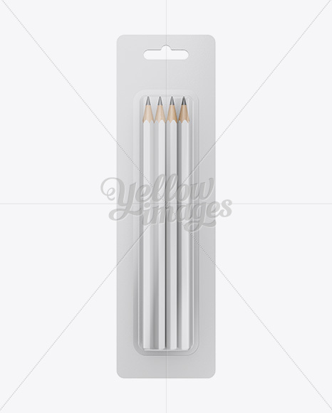 Blister Pack of 4 Pencils Mockup