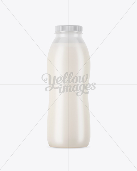 Frosted Plastic Bottle With Milk Mockup