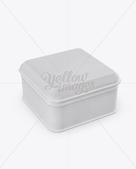 Matte Square Lunch Box Mockup - Half Side View (High Angle Shot)