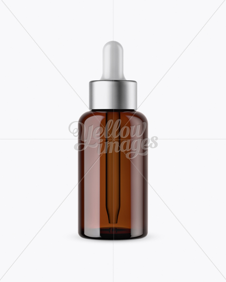 Amber Glass Dropper Bottle With Metal Cap Mockup