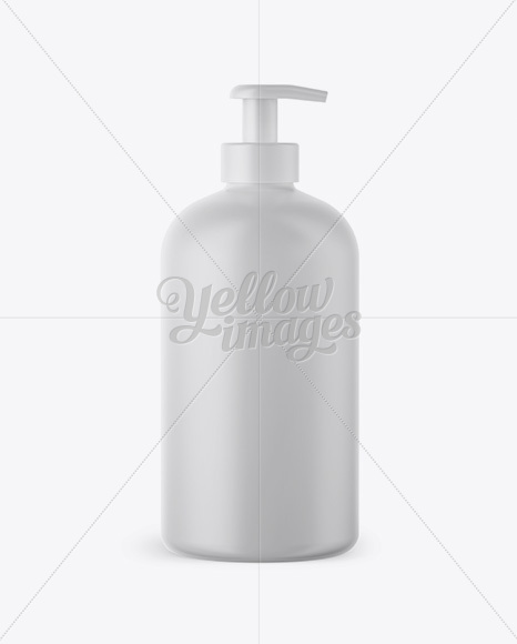 Plastic Matte Bottle with Pump Mockup - Front View