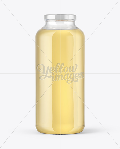 Clear Glass Bottle with Grape Juice Mockup