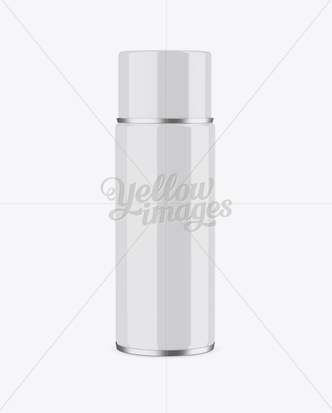 Glossy Spray Can With Plastic Cap Mockup - Front View