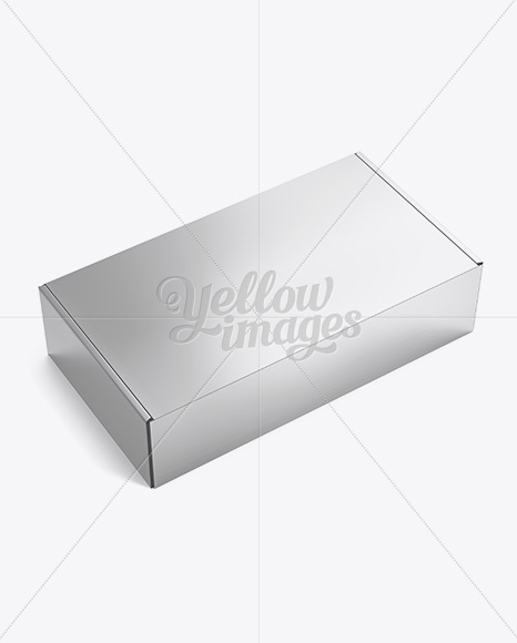 Metallic Carton Box Mockup - Half Side View (high-angle shot)