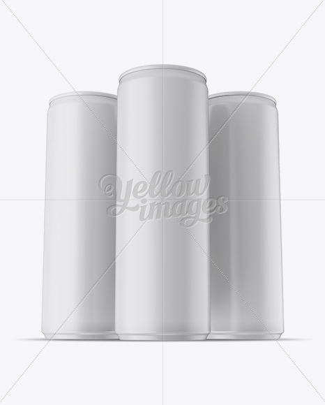 Three 250ml Matte Aluminium Cans Mockup - Hero Shot