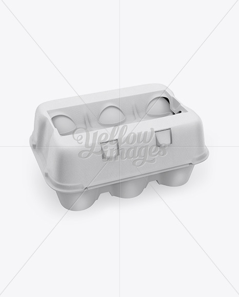 6 Eggs Carton Safe Pack Mockup - Half Side View (High-Angle Shot