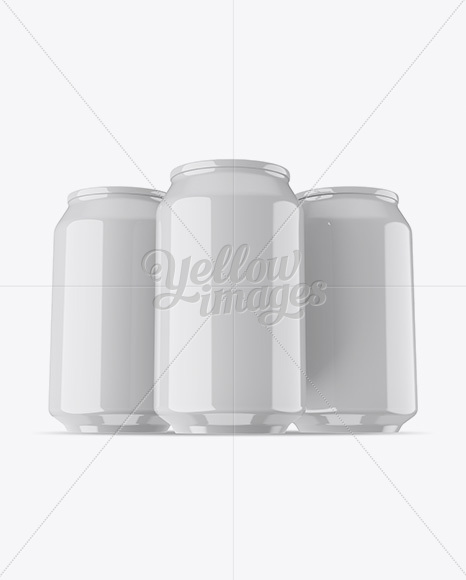 Three 330ml Glossy Aluminium Cans Mockup - Hero Shot