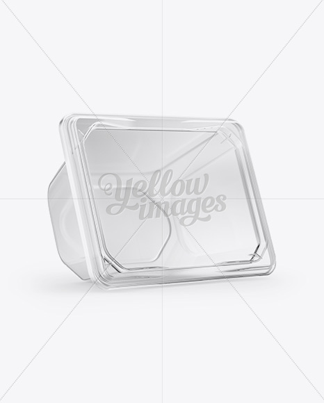 Transparent Plastic Container Mockup - Front Half Side View