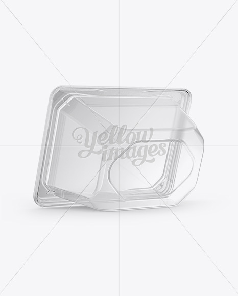 Transparent Plastic Container Mockup - Back Half Side View