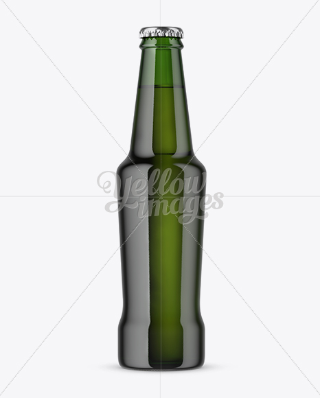 Green Glass Lager Beer Bottle Mockup