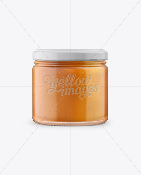 Glass Jar with Honey Mockup - Front View