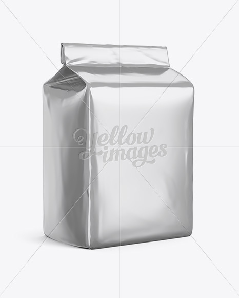 Metallic Paper Flour Bag Mockup - Halfside View (Eye-Level Shot)