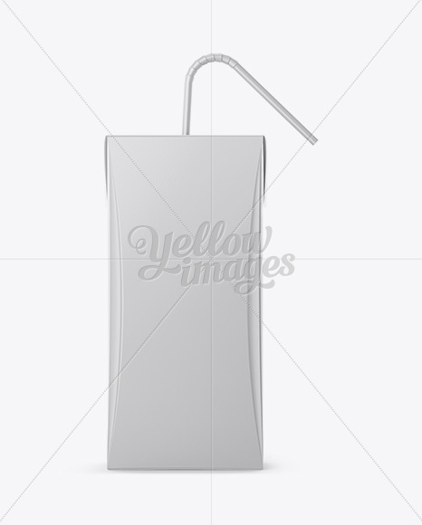 Carton Package with Straw Mockup - Front View