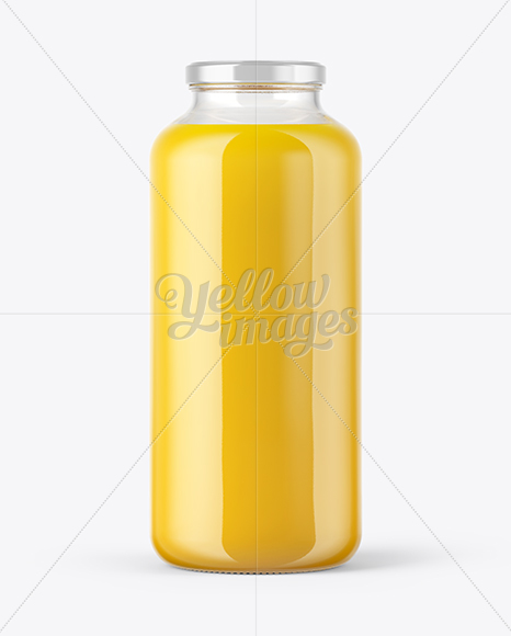 Clear Glass Bottle with Orange Juice Mockup - Free Download Images High ...