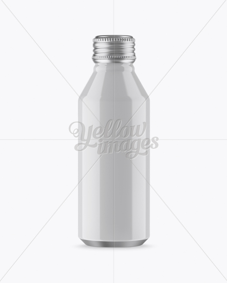 Glossy Drink Bottle With Metal Cap Mockup